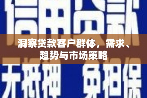 柳河洞察贷款客户群体，需求、趋势与市场策略