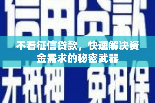 柳河不看征信贷款，快速解决资金需求的秘密武器