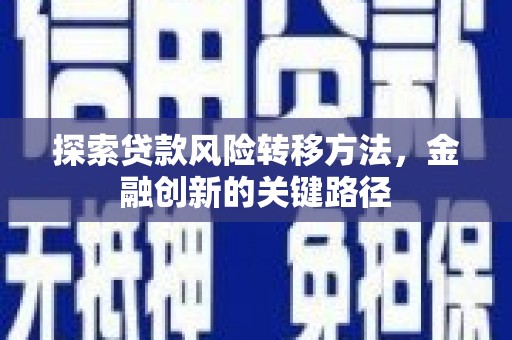 柳河探索贷款风险转移方法，金融创新的关键路径