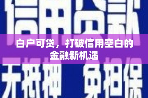 柳河白户可贷，打破信用空白的金融新机遇