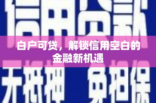 柳河白户可贷，解锁信用空白的金融新机遇