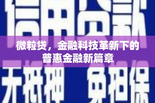 柳河微粒贷，金融科技革新下的普惠金融新篇章